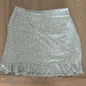 Abercrombie & Fitch Light Sage Dot Ruffle Mini Skirt